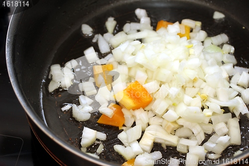Image of onions in a pan