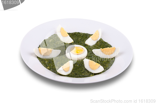 Image of Spinach with boiled egg