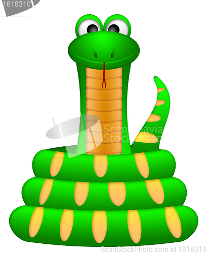 Image of Cute Green Snake Coil Up Illustration