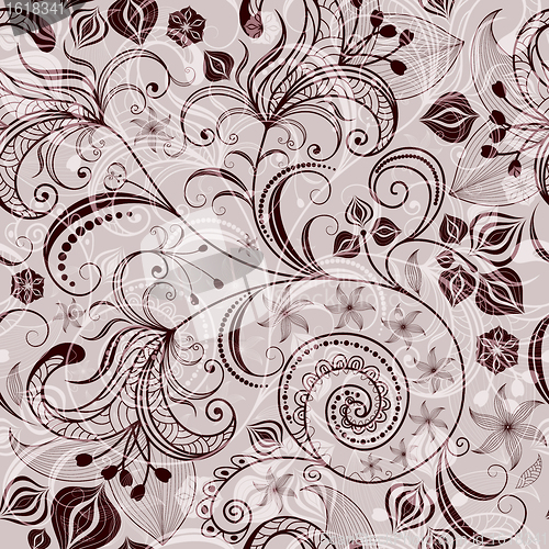 Image of Seamless brown floral pattern