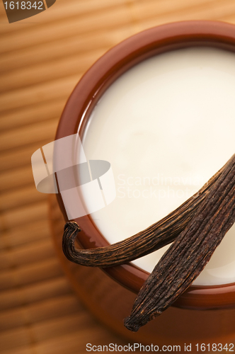 Image of Sweet vanilla pudding dessert 