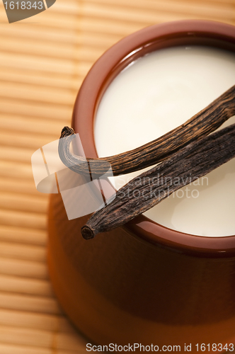 Image of Sweet vanilla pudding dessert 