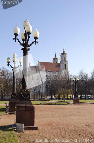 Image of Antique lamps in square.