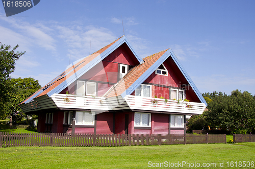 Image of Rural architecture colorful garden house flora 