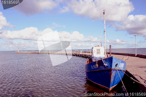 Image of Moored fishing boat.