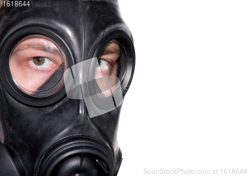 Image of Gas mask man closeup