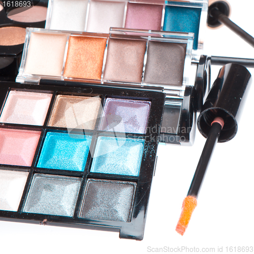 Image of set of cosmetic makeup products