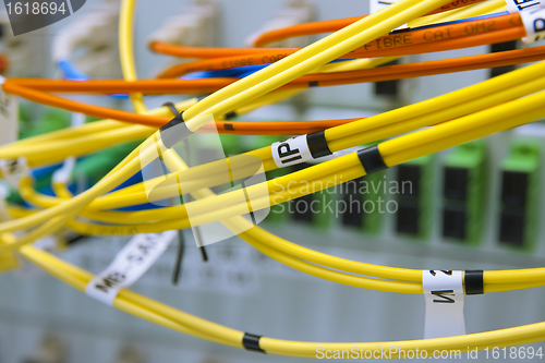 Image of Fiber cables connected to servers 