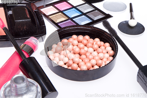 Image of set of cosmetic makeup products