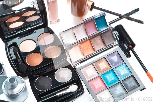 Image of set of cosmetic makeup products