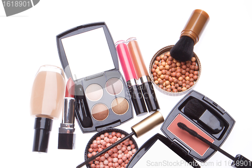 Image of set of cosmetic makeup products