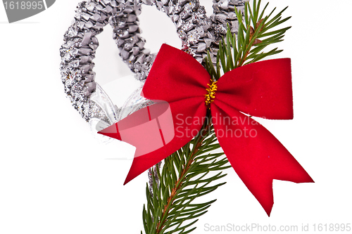 Image of decorated Christmas tree branch