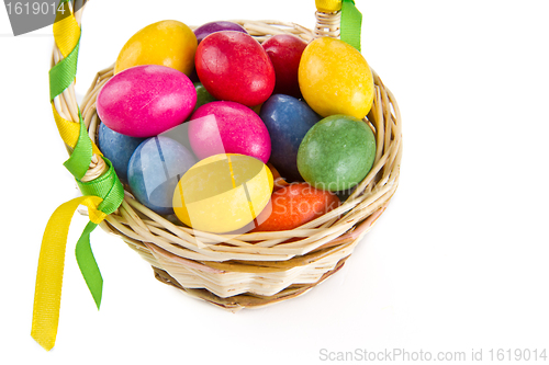 Image of colorful easter eggs in basket