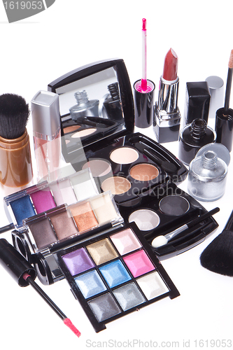 Image of set of cosmetic makeup products