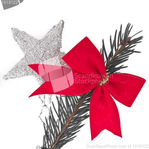 Image of decorated Christmas tree branch