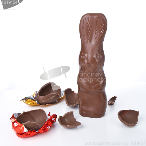 Image of easter bunny with cracked egg