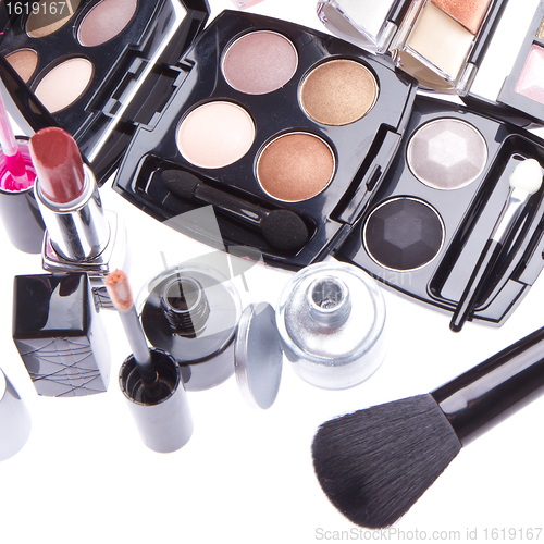 Image of set of cosmetic makeup products