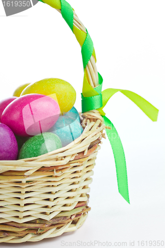 Image of colorful easter eggs in basket
