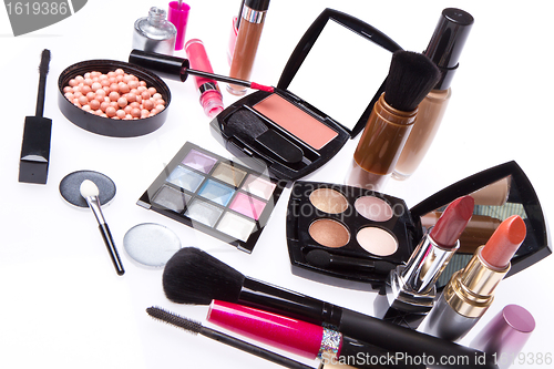 Image of set of cosmetic makeup products