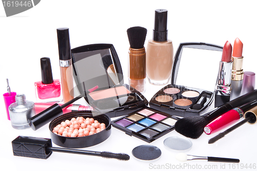 Image of set of cosmetic makeup products