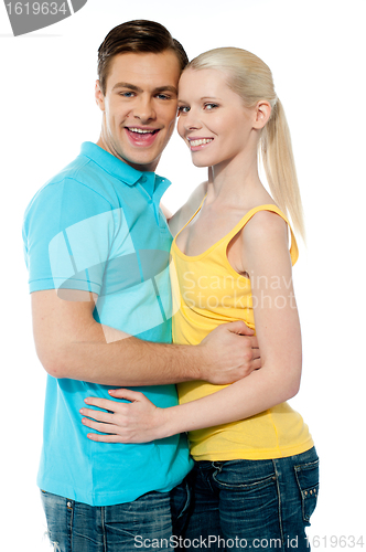 Image of Portrait of girlfriend boyfriend hugging each other