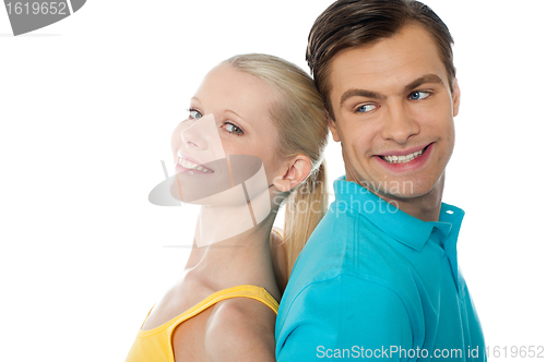 Image of Beautiful young couple in love, posing