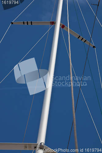 Image of main mast of racing ship