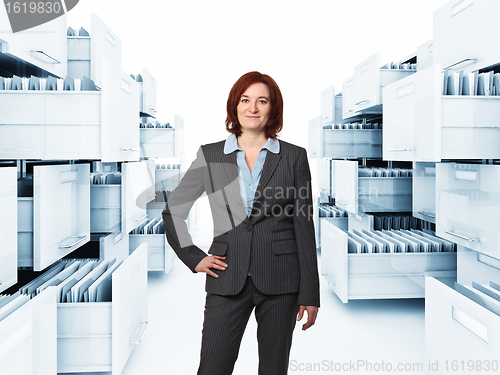 Image of file cabinet folder and woman