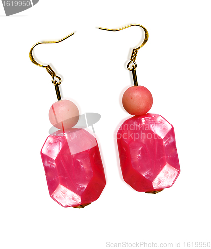 Image of Earrings made of plastic and glass pink