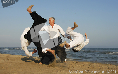 Image of aikido on the beach