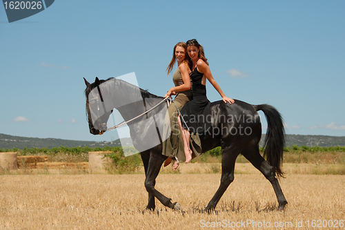 Image of happy riding women