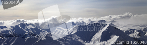 Image of Panorama of evening mountains