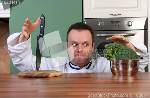 Image of Chef and broccoli