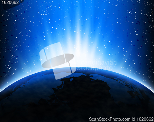 Image of Earth and rays