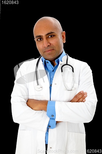 Image of Doctor afroamerican or indian black background