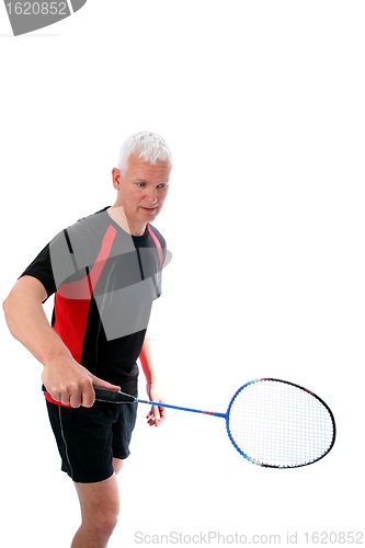 Image of  Senior with badminton racket