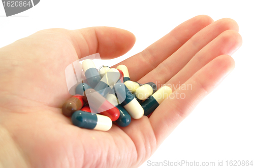 Image of Capsules Pills medicine in hand