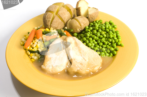 Image of chicken dinner with vegetables