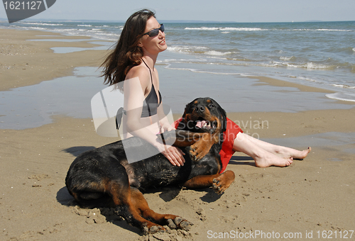 Image of girl and rottweiler
