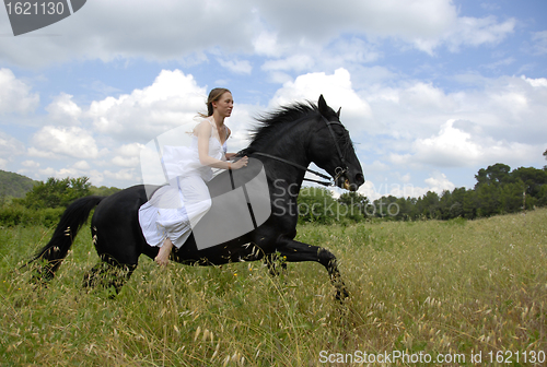 Image of riding wedding woman