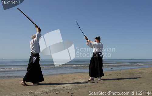 Image of aikido on the beach