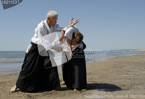 Image of aikido on the beach