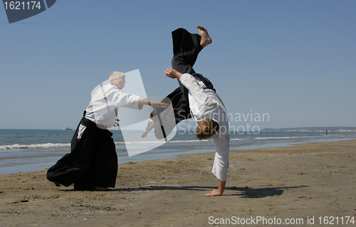 Image of aikido on the beach