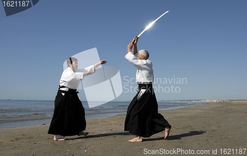 Image of aikido on the beach