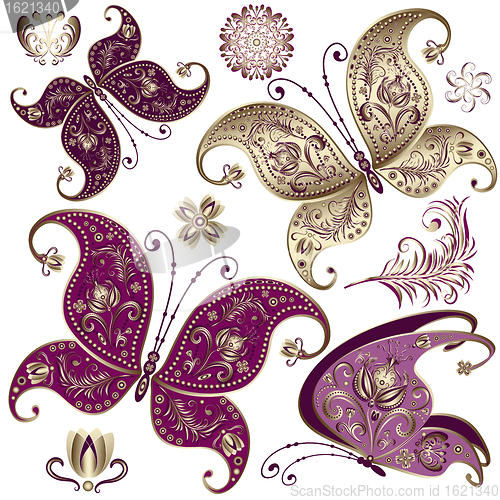 Image of Set vintage butterflies