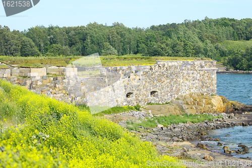 Image of Stone Wall of Suomenlinna Sveaborg Fortress in Helsinki, Finland