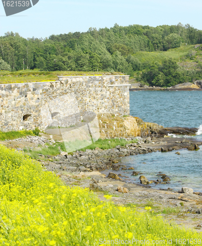 Image of Stone Wall of Suomenlinna Sveaborg Fortress in Helsinki, Finland