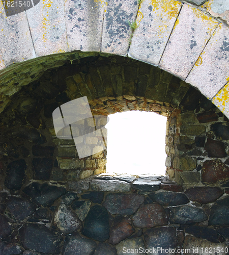 Image of Window in stone Wall of Suomenlinna Sveaborg Fortress in Helsink