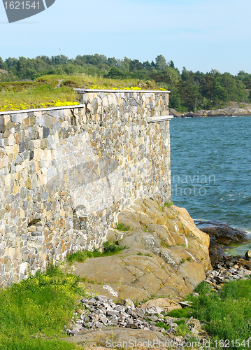 Image of Stone Wall of Suomenlinna Sveaborg Fortress in Helsinki, Finland