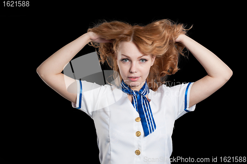 Image of Young beautiful air hostess